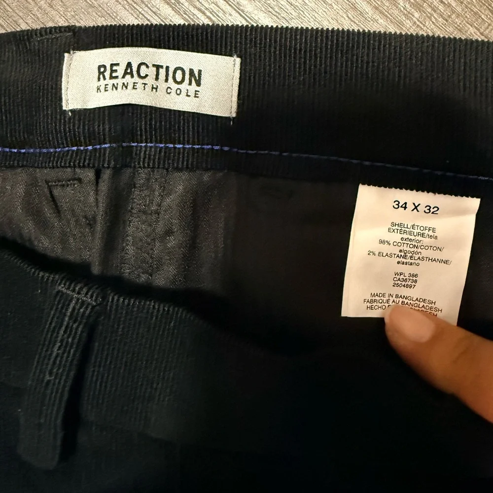 Kenneth Cole Men's Black Corduroy Pants 34x32